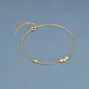 Simple <b>Flower</b> Daily Wear Zircon 925 Bracelet for <b>Girls</b> 18k Gold Plated - Product Image 4