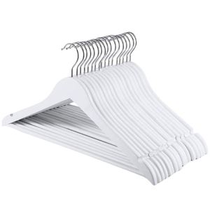 Wooden Suit <b>Hanger</b> Clothes White Smooth Finished Coat <b>Hanger</b> Premium Wooden <b>Hangers</b> - Product Image 1