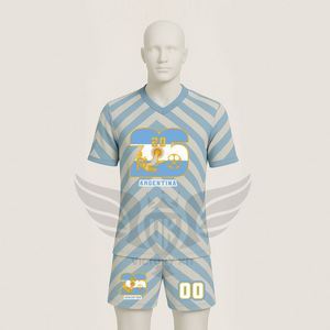 Conjunto de Camiseta y Pantalones Cortos de Fútbol Retro de Argentina 2026 para Hombre, Personalizable, Transpirable, con Cuello en V - Product Image 1