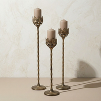 Ensemble de 3 bougeoirs vintage en fer forgé, couronne en bronze antique, filigrane, centre de table pour mariage et Noël, décoration d'intérieur, faits à la main
