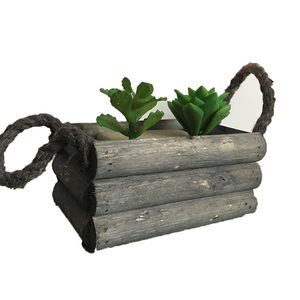 Scatole di immagazzinaggio in legno rustiche montate a parete con manici eco-friendly vasi di fiori e fioriere 10x10cm - Product Image 6