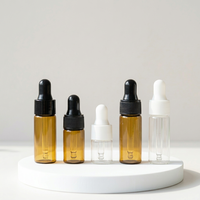 Mini flacon cylindrique en verre mat ambré transparent de 1 à 10 ml pour huiles essentielles et parfums, rechargeable avec bouchon à vis