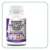 Capsules mixtes de 500 mg de glycinate de magnésium, citrate de magnésium, taurine, L-théanine et acacetine, complément alimentaire