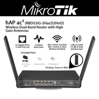 Router Nirkabel Dual-band Mikrotik RBD53iG-5HacD2HnD HAP Ac3 Baru Original dengan 5 Port Gigabit Ethernet, CPU ARM 32-bit 4-core, 256MB