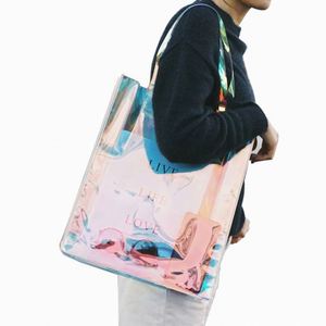 Bolsa de Mano Transparente de PVC con Holograma, Bolso de Mano Láser Transparente, Bolsas de Compras Iridiscentes Holográficas - Product Image 1