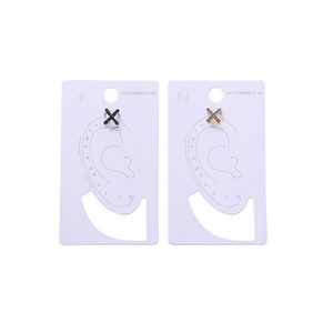 Orecchini a clip a forma di X in acciaio inossidabile, gioielli unisex alla moda - Product Image 2