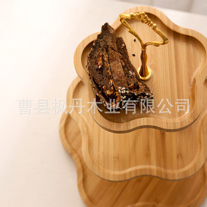 Plateau de service en bois à plusieurs niveaux, 3 étages, avec poignée dorée, pour fruits, en-cas et desserts - Product Image 4
