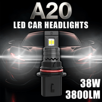 Bombilla LED para Faros Delanteros de Coche A20 38W 12V 3800LM Sin Ventilador 9004 9005 H4 H7 H11 Plug and Play, 6000K IP68, en Oferta