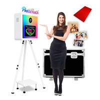 Cabina de Fotos Moderna y Colorida con Cámara DSLR, Pantalla Táctil de 15.6 Pulgadas, Luz RGB y Función Selfie