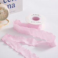 Ruban en tulle texturé Qibai 4 cm en lin haut de gamme, style queue de poisson, avec bordure à volants, motif floral, style gaze de neige, pour nœuds papillon de pâtisserie