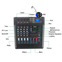 Mélangeur audio professionnel à 4 canaux avec amplificateur de puissance intégré Microphone sans fil Coque métallique durable