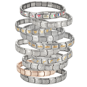 Bracelets à breloques italiens en acier inoxydable doré, bracelets personnalisés en gros, bracelets à effet 3D - Product Image 6