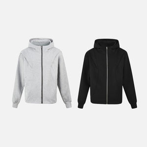 Sudadera con capucha y cremallera para hombre KingSen Custom 100% algodón, estilo desestructurado y con paneles. - Product Image 5