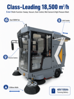 Nouvelle balayeuse routière électrique autopropulsée LM-W2200 2200 mm 18 500 m/h bac 260 L 48 V canon à brouillard pistolet HP nettoyage en marche arrière