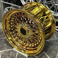 16 Zoll Chrom-Gold-Felgen JDM Räder 16*8,0J ET 25 PCD 4*100 4*114,3 CB 73,1 für Mazda Honda BMW E30 VW Golf MK2 3 Nissan KIA RS