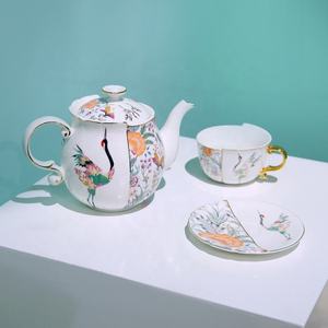 Nouvel ensemble de thé en porcelaine chinoise et occidentale, théière et tasses irrégulières en céramique, avec boîte cadeau - Product Image 6
