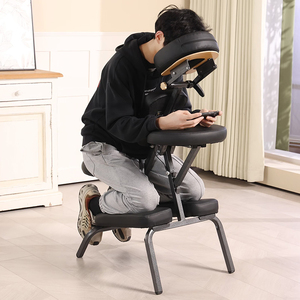 Fauteuil de massage pliant portable en gros, noir, en PU, avec cadre métallique, appui-tête, accoudoirs et coussin de poitrine, pour <span class=keywords><strong>spa</strong></span>, OEM - Product Image 3