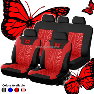 Evrensel kelebek Polyester kumaş sıcak satmak oto 5 koltuklar kapak 9 adet Set bez araba koltuğu dört mevsim için Fit arabalar - Product Image 3