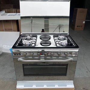 Cuisinière hybride <span class=keywords><strong>de</strong></span> luxe autoportante <span class=keywords><strong>de</strong></span> 90 cm, 4 brûleurs <span class=keywords><strong>à</strong></span> <span class=keywords><strong>gaz</strong></span>, <span class=keywords><strong>2</strong></span> brûleurs électriques avec un grand four <span class=keywords><strong>à</strong></span> <span class=keywords><strong>gaz</strong></span> <span class=keywords><strong>de</strong></span> 140 L, acier inoxydable, allumage par impulsions - Product Image 5