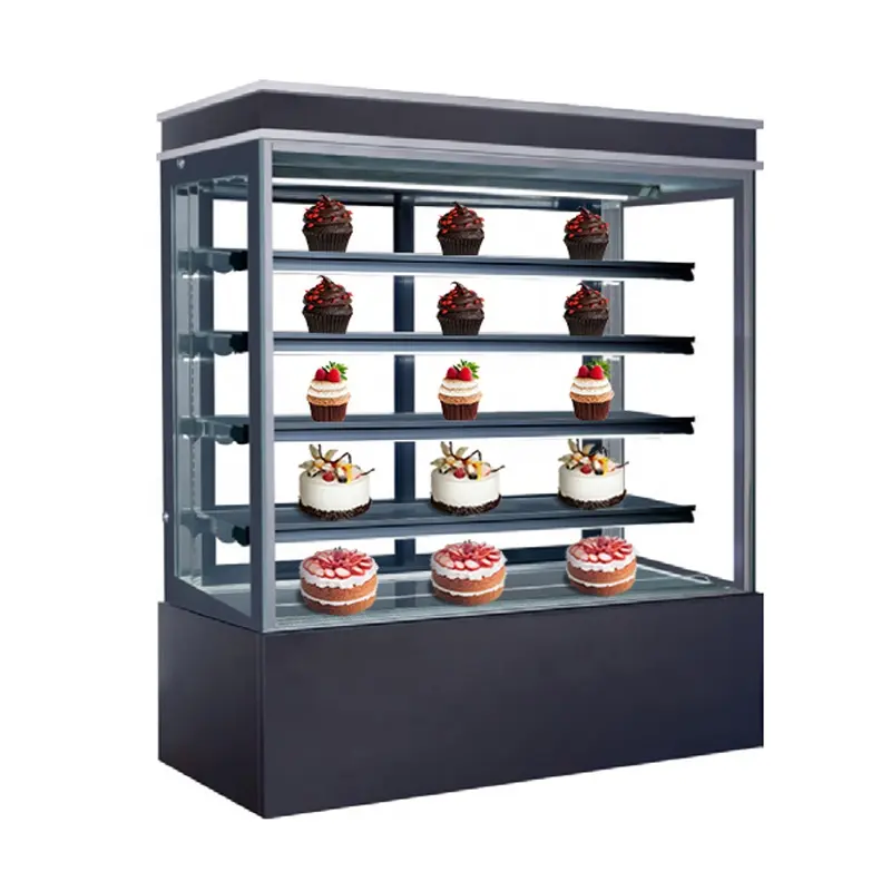 Padaria comercial refrigerado showcase porta deslizante ventilador de quatro camadas refrigerador exibição bolo