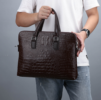 Sac d'ordinateur portable pour homme de style professionnel, en cuir PU, motif crocodile, sac à bandoulière pour homme, grande capacité, sacoche de bureau pour homme
