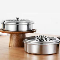 Porte-bobine de moustique Brûleur d'encens à bobine coupe-vent en métal avec couvercle Porte-encens rond ignifuge pour la maison en plein air