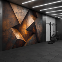 Papel Tapiz Autoadhesivo Impermeable para Decoración de Paredes Interiores, Textura Metálica de Óxido, Geometría 3D, Mural de Pared