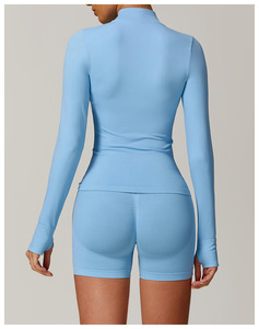 <span class=keywords><strong>Camiseta</strong></span> Deportiva de Manga Larga con Cierre para Mujer, Chaqueta Deportiva Ajustada sin Costuras para Mujer - Product Image 4