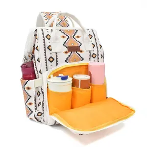 Bolsa de fraldas com alça para carrinho Aztec, mochila de viagem para mamãe e bebê