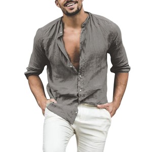 Chemise décontractée unie en velours respirant teint en fil, personnalisée, prix d'usine de gros pour hommes - Product Image 3