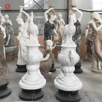 Sculpture de paon debout en marbre blanc, statue d'animal en pierre naturelle de luxe pour la décoration de jardin extérieur de grande taille HADUN