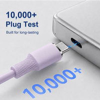 Câble de données magnétique USB-C vers USB-C en silicone, durable, testé plus de 10 000 connecteurs, longueur personnalisée 100 cm, pour ordinateurs, smartphones, tablettes, violet