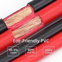 Cable solar 2468, 14awg, 2 pines, 2.5mm2, cables rojos y negros, 99.99% de cobre puro, inversor de cable de cobre