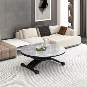 Khung kim loại bị cháy đá hàng đầu Bàn Ăn Chiều cao có thể điều chỉnh vòng mở rộng bàn cà phê cho ngôi nhà nhỏ - Product Image 3