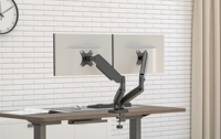 Bras de moniteur double Support de moniteur à ressort à gaz réglable en hauteur de 16 à 41.5 pouces avec joint à dégagement rapide