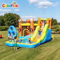Château gonflable aquatique Cocofish en tissu Oxford pour enfants, parc aquatique extérieur pour jardin, château sauteur gonflable combiné