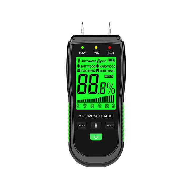 Digital Moisture Meter Humidity Tester TM19 with CE for Paper Wood Putty Wall Cement Wall Brick Building Material 0~75% Range
