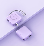 Batterie externe magnétique semi-solide sans fil avec prise murale CA 2-en-1, charge rapide 22,5 W, support dissimulé, grande taille, mini, mince, en plastique