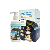 Huile de saumon sauvage pour chiens 250ml Oméga 3 EPA DHA 8-en-1 Supplément multifonctionnel pour la santé de la peau et du pelage pour aliments secs et humides pour animaux de compagnie