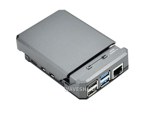 Waveshare PI4-CASE-ARGON-NEO-SKU-17907، أرجون نيو: علبة ألمنيوم نحيفة لجهاز راسبيري باي <span class=keywords><strong>4</strong></span>، تبريد سلبي - Product Image 2