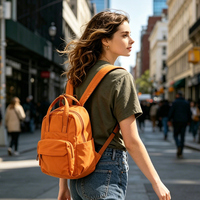 Mochila Moderna para Portátil, de Nailon, con Bloques de Color en Tonos Neutros, Ecológica, con Múltiples Bolsillos, para Viajes de Negocios, con Solapa Frontal Suave y Portátil