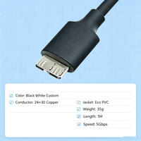 Câble de données USB-C vers Micro-B haute vitesse 5 Gbps, USB-C vers Micro B, cordon de synchronisation et de charge pour disque dur externe SSD HDD
