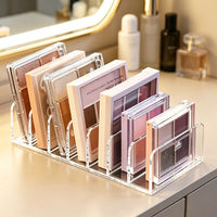 Support de rangement vertical en acrylique transparent pour palettes de maquillage, avec compartiments divisés pour palettes de fards à paupières et compacts plats, organisateur de coiffeuse