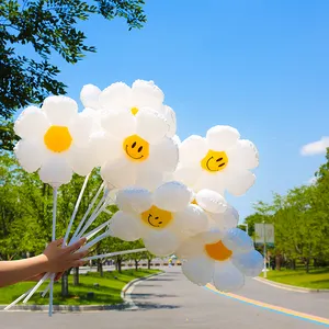 핫 세일 데이지 풍선 파티 생일 장식 어린이 장난감 손잡이 풍선 미소 꽃 모양 사진 소품 헬륨 풍선