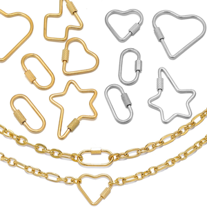 Mosqueton à vis en acier inoxydable géométrique, fermoirs à clips, porte-clés, crochet durable, breloques de verrouillage, porte-clés, bijoux DIY - Product Image 2