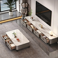 Meuble TV bas et table basse modernes pour usine, mobilier pratique pour la maison avec rangement intégré pour salon