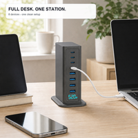 Chargeur GaN 520W tout-en-un, hub de bureau 8 ports, 4C PD100W 4A QC30W, affichage LED visuel, remplace 8, pour ordinateur portable