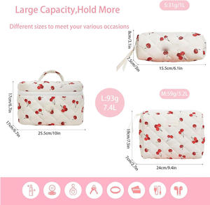 Large Capacity Floral <b>Quilted</b> <b>Makeup</b> <b>Bag</b> for Women Soft Cotton Custom Print Cosmetic Travel <b>Makeup</b> <b>Bag</b> Lady Style - Product Image 2
