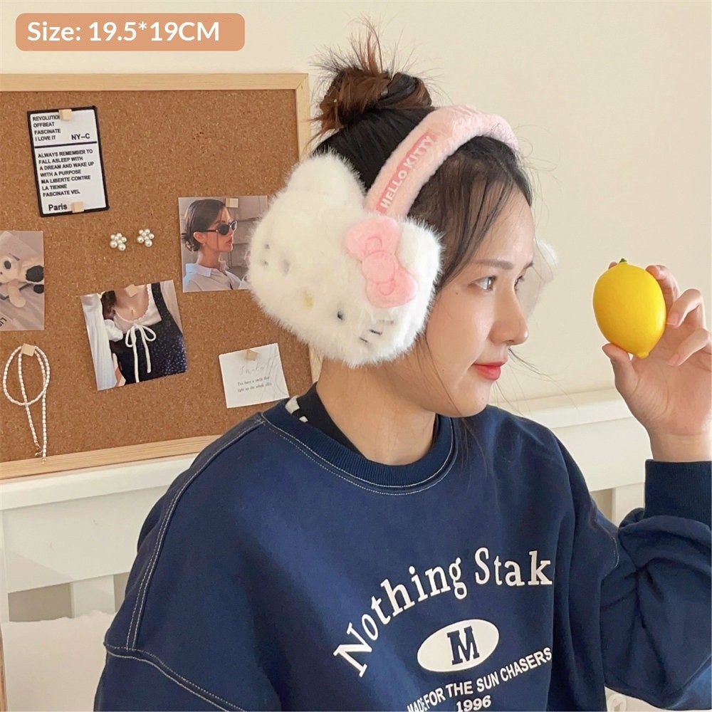 Hello Kitty - Orejeras de peluche rosa