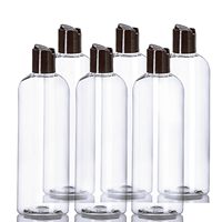Vente en gros Bouteille en plastique transparente vide avec couvercle de presse noir adaptée au shampooing Lotion Crème pour le visage Récipient rechargeable
